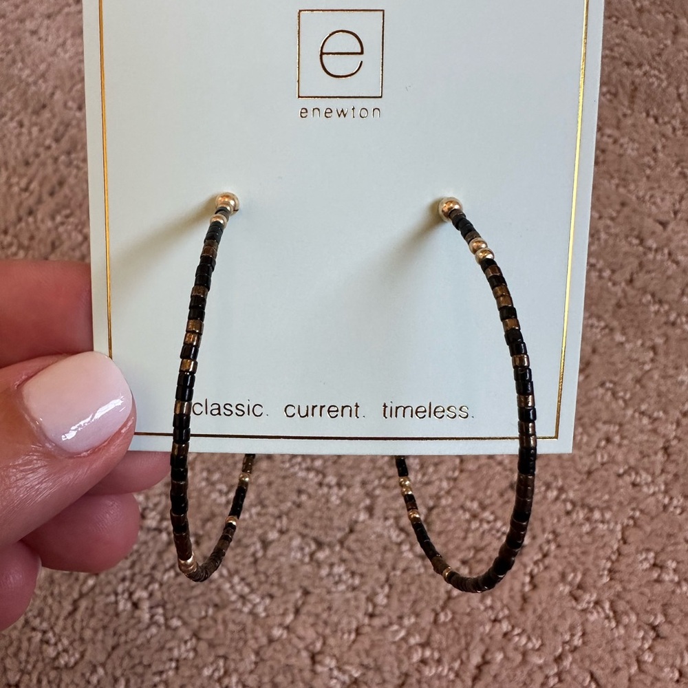 E Newton beaded hoop earrings